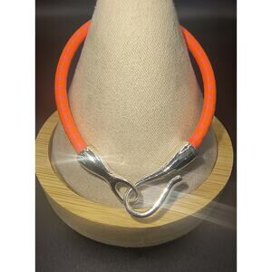 Maritime Hook Bracelet - Neon Orange Rope with Silver Clasp - NWOT